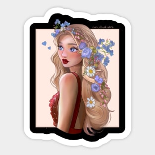 Flowers in her hair Sticker